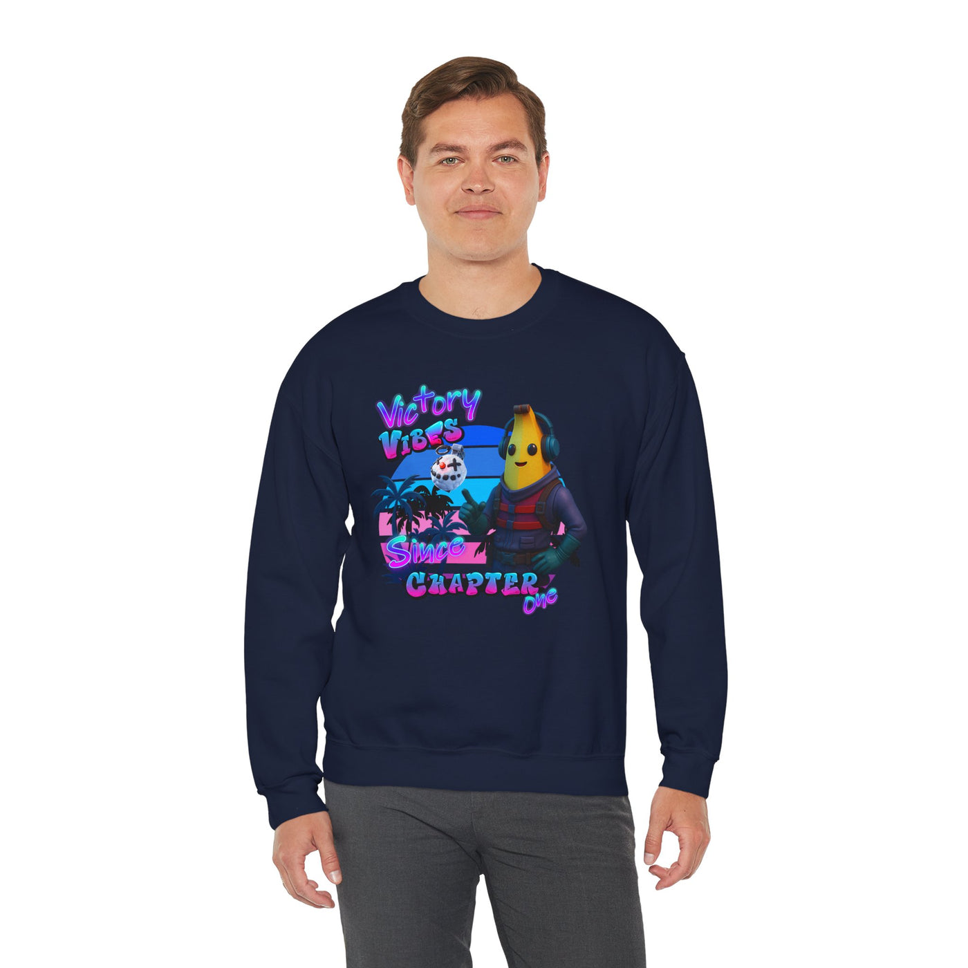 Victory Fortnite Vibes Banana Crewneck Sweatshirt - Unisex Heavy Blend