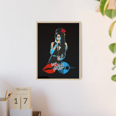 Love Amy Winehouse Poster with Wooden Frame - Vibrant Wall Art for Music Lovers