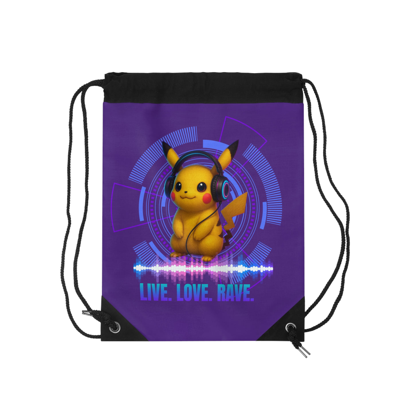 Rave Pokemon Drawstring Bag - Live Love Rave, Gym Bag, Tunrbeutel, Music Festivals