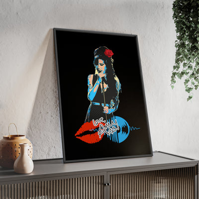 Love Amy Winehouse Poster with Wooden Frame - Vibrant Wall Art for Music Lovers