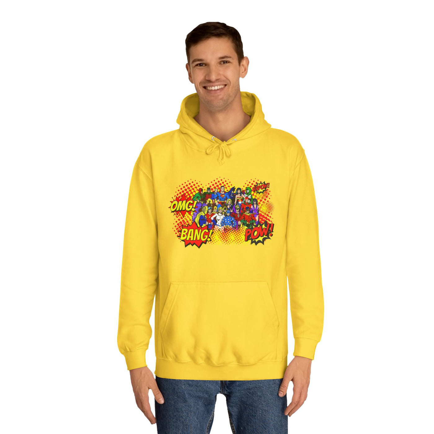 Superhero Graphic Hoodie, Unisex College Sweatshirt, Marvel DC Fans Apparel, Comic Book Lover Gift, Fun Cosplay Outfit