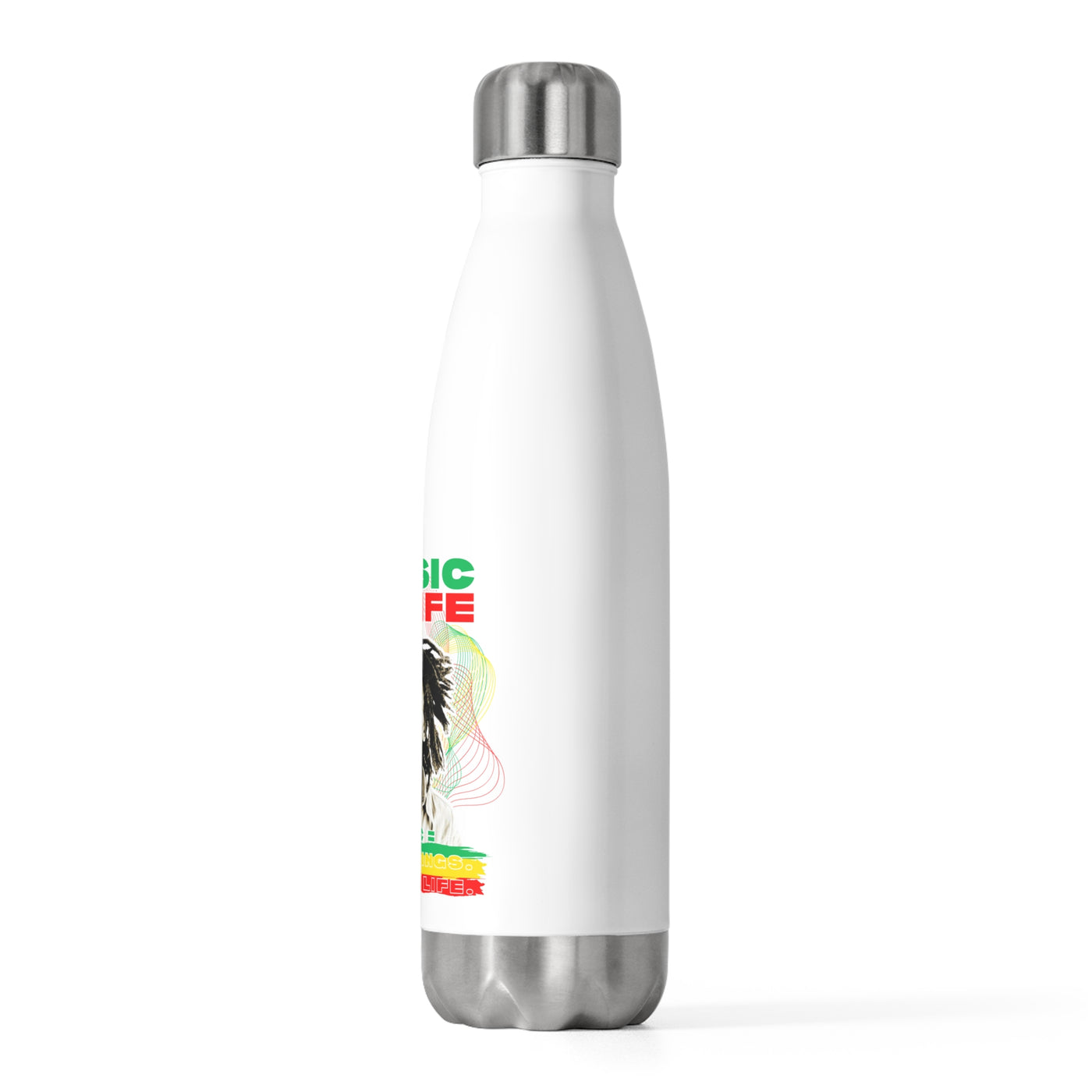 20oz Insulated Bottle Bob Isoliertrinkflasche - Music is Life Marley style