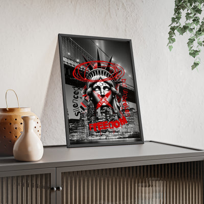 Freedom Poster with Wooden Frame - NYC Decor, Wall Art