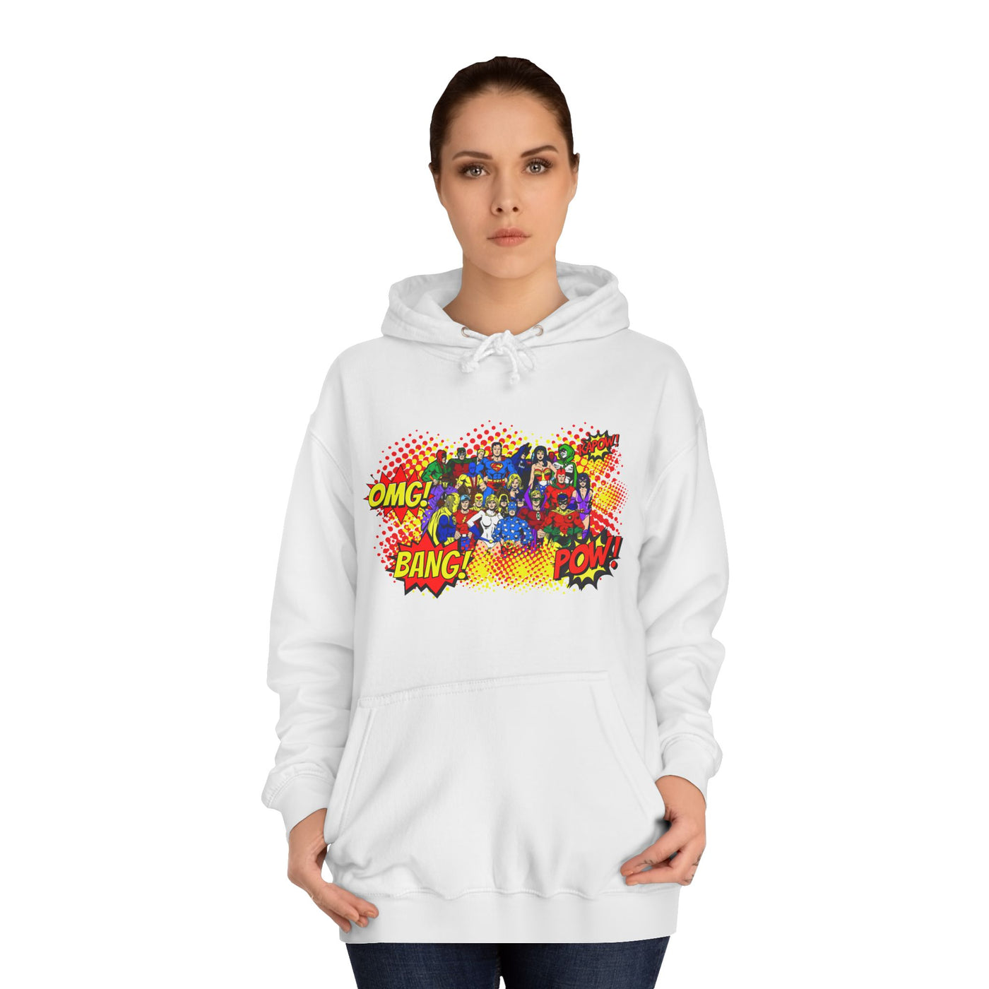 Superhero Graphic Hoodie, Unisex College Sweatshirt, Marvel DC Fans Apparel, Comic Book Lover Gift, Fun Cosplay Outfit