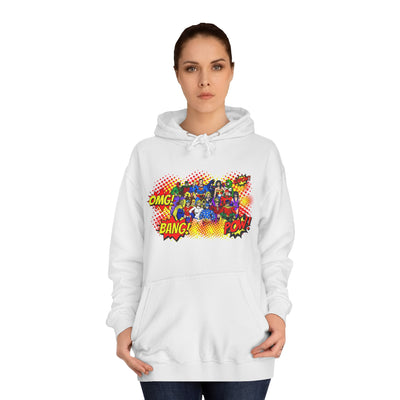 Superhero Graphic Hoodie, Unisex College Sweatshirt, Marvel DC Fans Apparel, Comic Book Lover Gift, Fun Cosplay Outfit