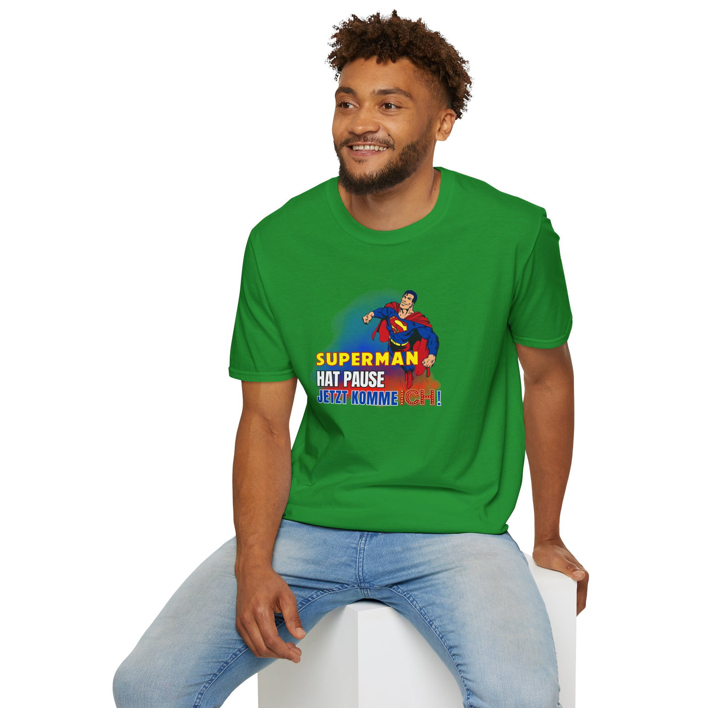 Superman Pause Unisex Softstyle T-Shirt - Fun Graphic Tee for Comic Fans