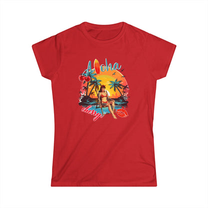 Aloha Cherry Women's Softstyle Shirt Rockabilly