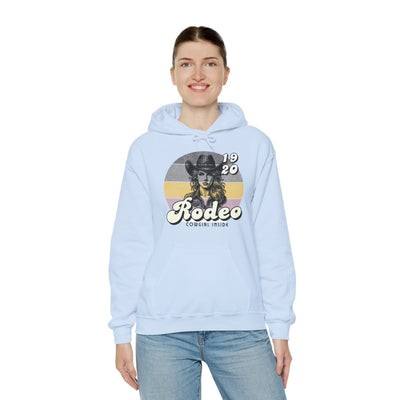 Rodeo Cowgirl Hooded HOODIE - Unisex Heavy Blend™ - Retro Style