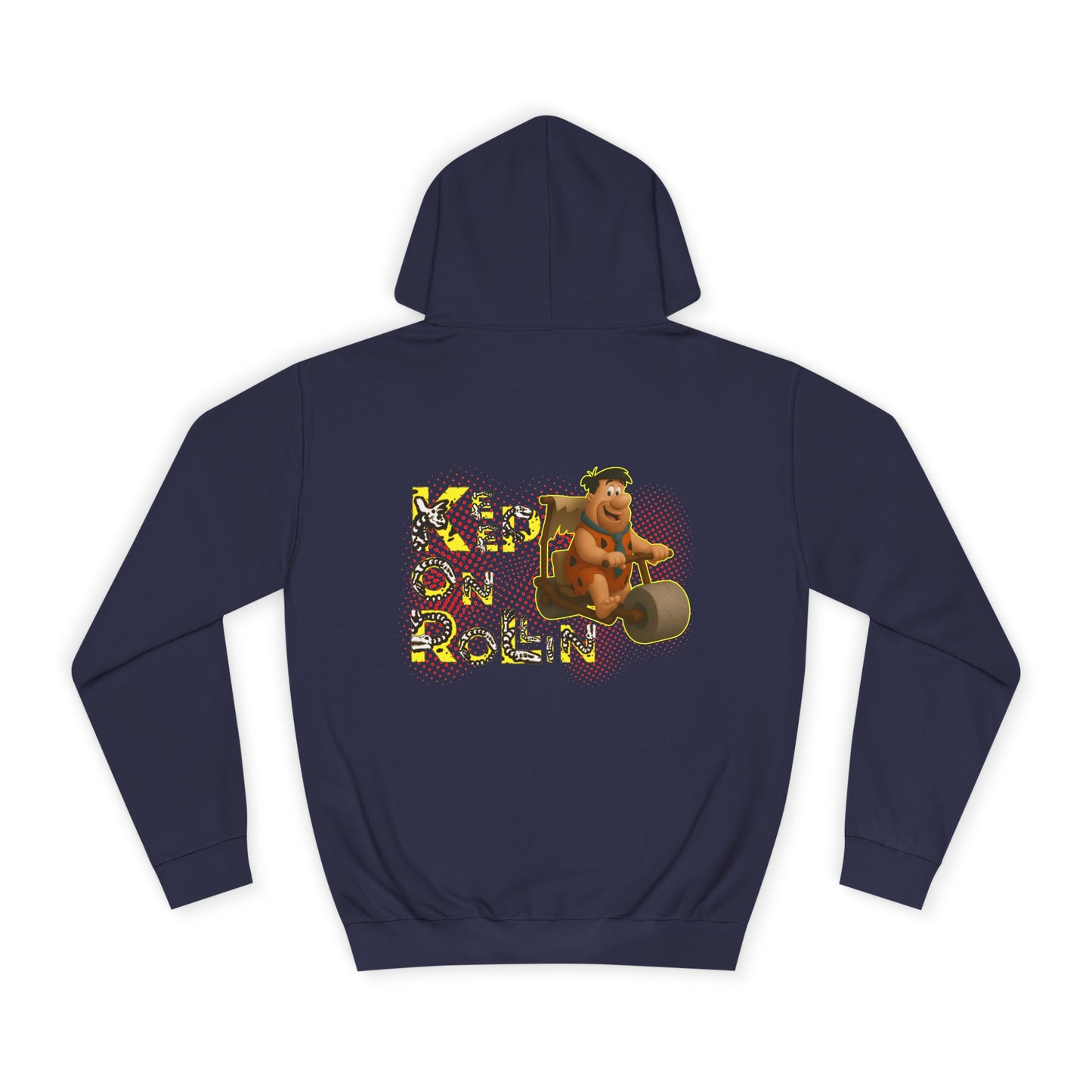 'Keep On Rollin' Design Unisex College Hoodie Flintstones Feuerstein