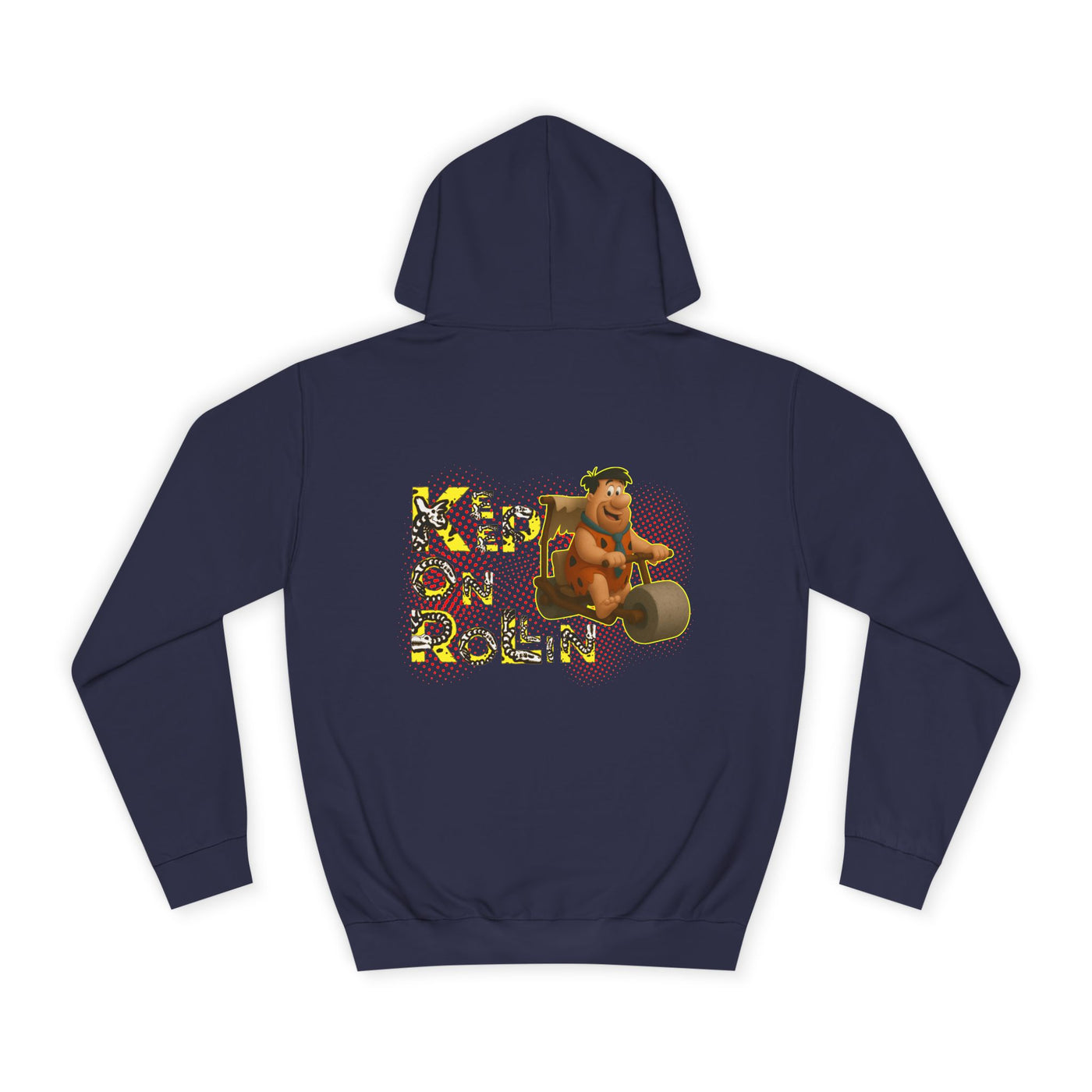 'Keep On Rollin' Design Unisex College Hoodie Flintstones Feuerstein