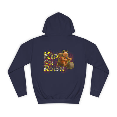 'Keep On Rollin' Design Unisex College Hoodie Flintstones Feuerstein