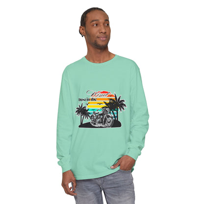 Dust in the Wind - Vintage Motorcycle & Sunset Design