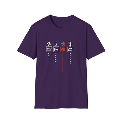 Basketball Life Unisex T-Shirt - Eat, Sleep, Basketball, Repeat