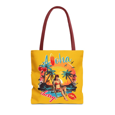 Aloha Cherry Tropical Tote Bag | Beach Accessories, Summer Bag, Travel Tote, Hanging Bag, Beach Bag